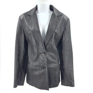 Wilsons Leather Jacket Womens Large Lined Coat Y2K Classic Biker Moto Old Money